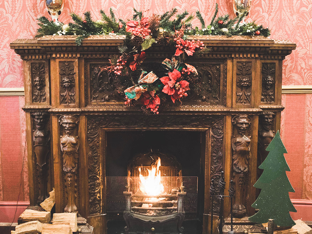 festive fireplace